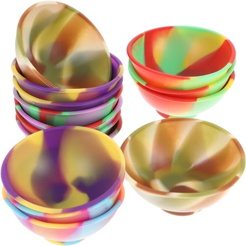 Angoily 14pcs Saucers Reusable prep and Serve Bowls Condiment Bowls Unbreakable Cereal Soup Silicone Skin Care Gifts Facial Bowl for Skincare Bowl Set self Made