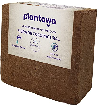 PLANTAWA Fibra di cocco Organica Blocco 5Kg 70L - Mattone compattato Terra per piante Uso Orto Urbano Terrario Piante Esterno Torba per vasi