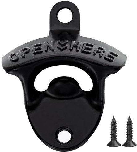 Sukevitor Wall Mounted Beer Bottle Opener, Cast Iron Wall Bottle Opener | Rustic Retro Style Vintage Bottle Opener for Bar, Kitchens & Vintage Rustic Bar（Black）