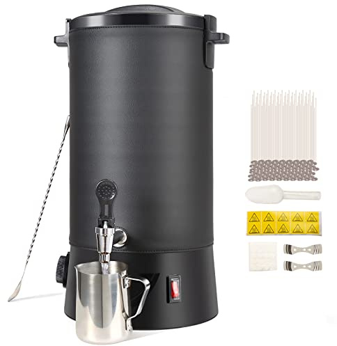VEVOR Fondoir à Cire Électrique 10 L Grande Capacité Pot de Fusion Cire Bougie 1100 W Bec Verseur Machine à Fondre la Cire Réglage 30-110 ℃ 100 Mèches et Autocollants pour Fabrication de Bougie Savon