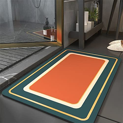Badezimmerteppich, Badematte Rutschfest, Duschmatte Rutschfest, Duschvorleger, Badvorleger Badteppich Rutschfest Waschbar Teppich Badezimmer, Bathroom Mat, Bath Mat Mats, Bad Teppich, Orange-60x90cm