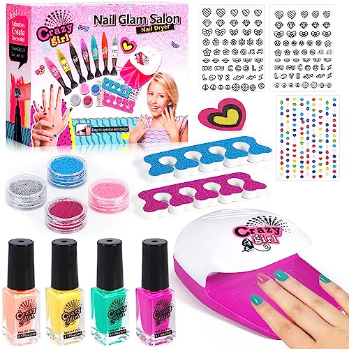 MOYKSRR Kit Manucure pour Enfant, Kit Vernis Enfant Pour Maquillage, Autocollants de vernis à ongles pour enfants, jouets de cadeau d'anniversaire de Noël pour filles pour 6 7 8 9 10 11 12
