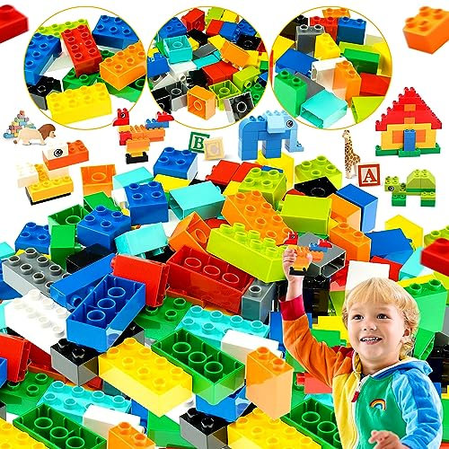 truee Circa 58-61 Pezzi Mattoni Da Costruzione Classici, Mattoni Da Costruzione Compatibili Con Lego, Set Di Mattoni Da Costruzione Grandi, Regali Per Bambini Dai 2 Anni In Su (Colorati)