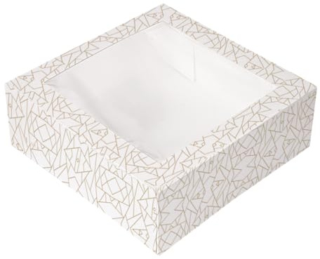 50 Stück - Gebäckboxen mit Fenster 'Thepack' 250 g/m2 + Opp 30 x 30 x 8 cm, Weiß, Nano-Mikro-Wellpappe
