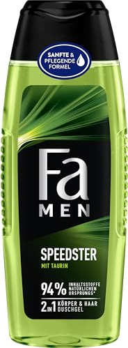 FA Duschgel Men Speedster mit Taurin (1x 250ml) 2in1 Formel für Körper & Haare, aktiviere deinen Körper, Geist & Sinne mit dem erfrischenden Duft von Zitrus & Zitronengras