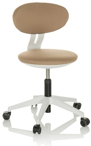 hjh OFFICE Kinderdrehstuhl mitwachsend MINIMOVO Kinder Bürostuhl höhenverstellbar, Schreibtischstuhl ohne Armlehnen, Stoff Beige