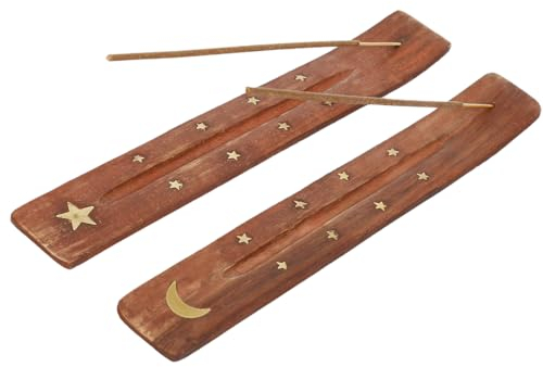 RDNKVB 2pcs Portaincenso in legno portaincenso a bastoncino bruciatore di incenso portaincenso con raccoglicenere accessori per la meditazione portaincenso
