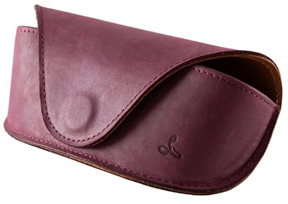 Snakehive Harte Brillenetui - Echtes Leder Brillenetui für Männer und Frauen - Lesebrillenetui - Weiches und robustes Nubukleder aus Top-Grain-Leder, handgefertigt in Europa im Vintage-Stil (Pflaume)