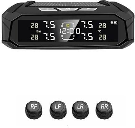 Sistema de monitoreo de presión de neumáticos Reloj Electrónico Automático TPMS, 8 Bar, Sensores De Presión De Neumáticos De Coche, Monitor De Presión De Energía Solar, Sistema De Alarma, Pantalla LCD