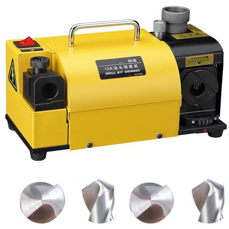 Drill Bits Sharpener, 3-13mm Drill Bits Grinder Sharpener, Lip Relief Angle & 95°-135° Point Angle Adjustable Drill Bit Re-Sharpener, Portable Sharpening Machine with 11 Collets, CBN & SDC Wheel