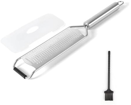 KLEHOPE Rallador de Queso, Acero Inoxidable 304, Rallador Manual, Colgable, Plato Rallador, con Tapa y Cepillo, para Limones, Queso, Verduras