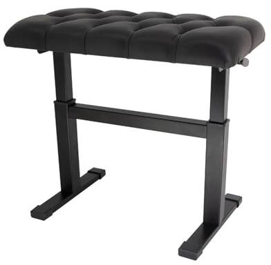 XAoSCd Banc De Piano Réglable – Banc De Clavier De Musique avec Coussin Rembourré Noir pour Musiciens Chaise De Tabouret De Piano,