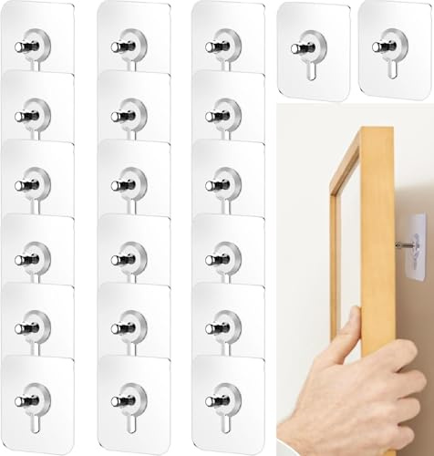 20 Stück Klebeschrauben Wandhaken Klebenagel Transparent Klebenagel Bilder Aufhängen Bildaufhänger Selbstklebend Wandhaken Klebe Schrauben Ohne Bohren für Bilder,Poster,Fotos