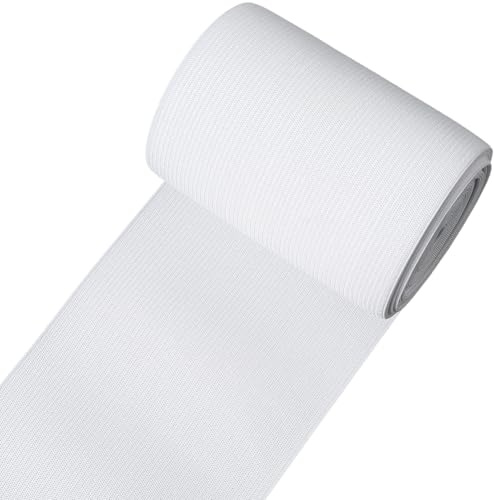 CABODYALS 5M 100mm White Elastic Bands Wide Stretch Spool Flat Broad High Elasticity Knit Straps Braid Stretchy Cord Woven Tape Bundle for Sewing Making Waistband Pants Sportswear Skirts Underwear Diy
