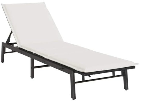 vidaXL Sonnenliege mit Auflage Schwarz Poly-Rattan, Gartenliege, Strandliege, Tagesbett, Relaxliege, Sonnenbett, Chaiselongue, Lounge Bett, Gartenbett