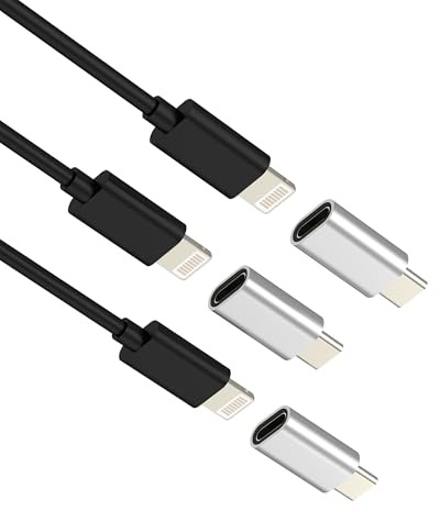Adaptador Lightning Hembra a USB C Macho(3 Pack)para iPhone 16 15 Pro Max para Apple Compatible Con Samsung S24 S23 S22 Tipo C Cargador Conversor Lighting Jack Cable Conector Accesorios Cargar Adapter