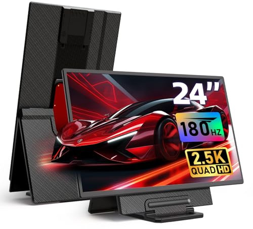 AOKER 24 2.5K 180Hz Portable Monitor - Laptop Screen Extender 112% sRGB Wide Color HDR HDMI USB C Travel External Display with Stand Gaming Monitor for Computer PC Phone Game Console