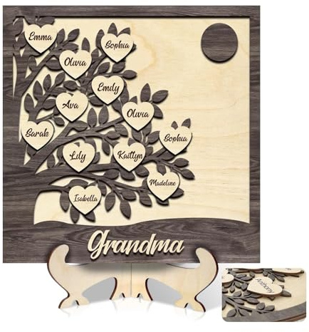 Adornos de árbol de la vida de madera personalizados para el Día del Padre, placa decorativa de madera de árbol genealógico con nombres familiares personalizados, regalo para papá/abuelo