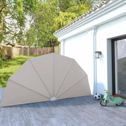 Paravientos Lateral Plegable, Poliéster, Terraza, Crema, Radio 200 cm