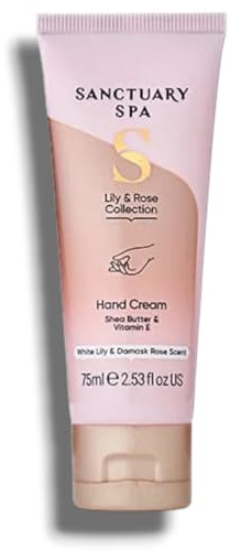 Sānctuary Spa | Lily & Rose Hand Cream with Shea Butter & Vitamin E | White Lily & Damask Rose Scent | 75mL