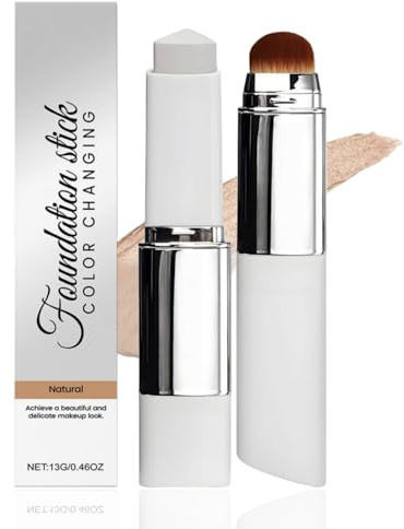 2-in-1 Colour Changing Foundation Stick & Concealer Stick,Full Coverage Cream Balm Foundation with Brush,Hydrating Skin Tint Sti/ck,Cover Sti/ck Concealer,Found/ation Balm,Cover Up Sti/ck,(Natural)