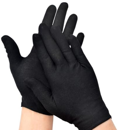 JUMPLAWN 12 Paar Schwarze Baumwollhandschuhe Damen Arbeitshandschuhe mit Wasserfestem und Rutschfestem Schutz für Gartenarbeit und Dauerhaften Gebrauch