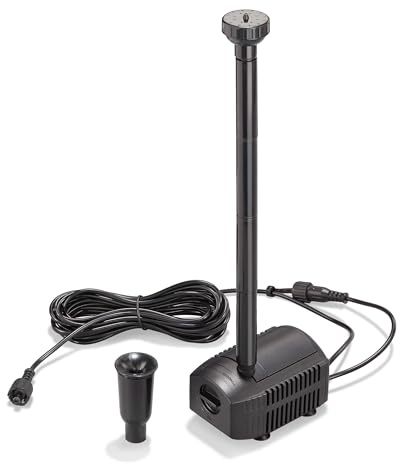 esotec Solar Teichpumpe Fountain 380/550 Ersatzpumpe Springbrunnen 101987 | Solar Teichpumpe 380/550 l/h, 6-9VDC, IP68, Trockenlaufschutz, regulierbar, 5 m Kabel, 13 mm Schlauchanschluss, Sprinklerset
