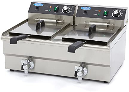 Maxima Friteuse gastro - 2 x 16 l - 2 paniers - avec robinet d'écoulement