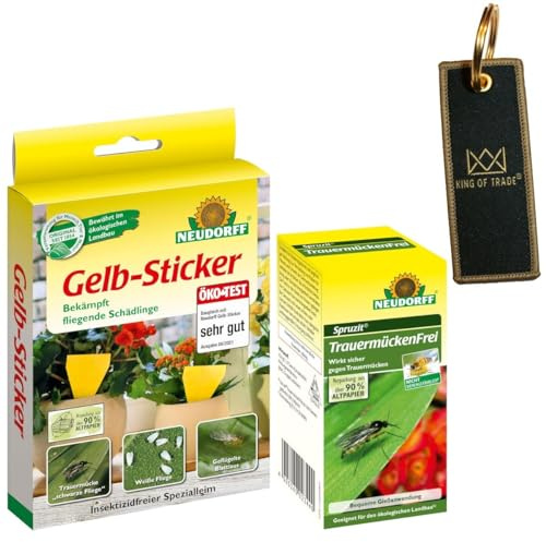 Neudorff TrauermückenFrei (30ml Konzentrat) & 10 Gelb-Sticker Leimfallen Gelbsticker & Schlüsselanhänger von King of Trade