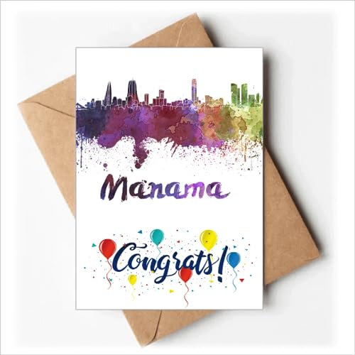 Manama Bahrain City Aquarell-Hochzeitskarten Glückwunschkarten Grußkarten Umschläge