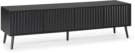 HOMN LIVING TV-Schrank Lluvia 4 Türen, Farbe: Schwarz, 160 cm (Breite) 40 cm (Tiefe) 45 cm (Höhe)
