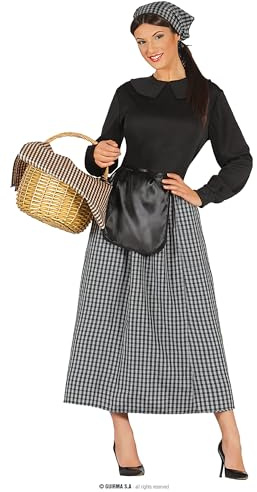 GUIRMA | Disfraz de Castañera Adulta (38-40/M) - Vestido, Delantal y Pañuelo - Disfraces de Navidad y Año Nuevo para Fiestas y Celebraciones - Ideal para Mujeres - Negro