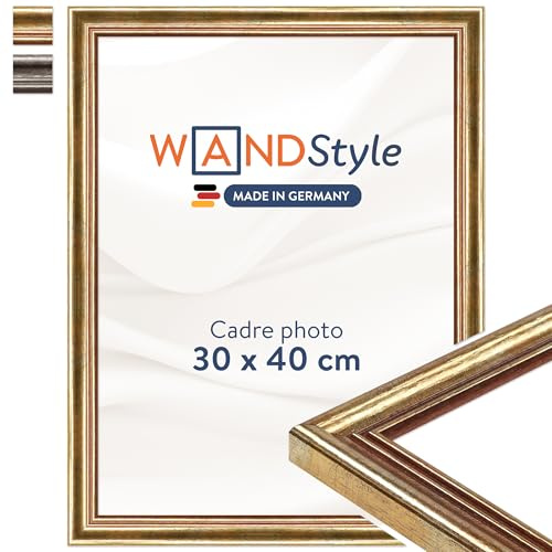 WANDStyle Bilderrahmen 30x40 Vintage, Bilderrahmen Gold Holz, hochwertiger Holzbilderrahmen Antik, Posterrahmen zum Aufhängen, Rahmen 40x30 cm, Fotorahmen H400 - Made in Germany