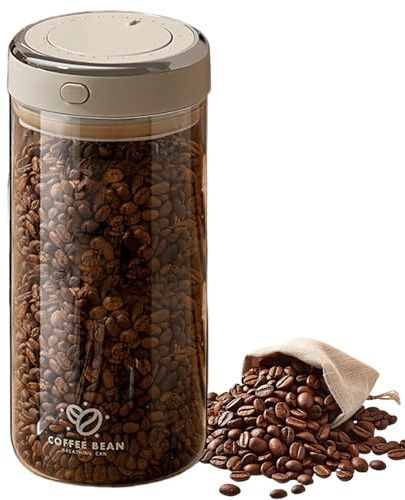 Calenxy 500g Kaffeedose Luftdicht Glas, 1.7L Kaffeebohnen Behälter, Transparent Kaffeebohnen Aufbewahrung mit Auslassventil und Datumsanzeige, Vakuum Kaffeedose für Kaffee Kakao Nüsse Teeblätter
