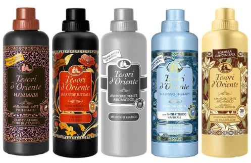 Tesori d’Oriente Weichspüler Set – 5× Duftspüler mit orientalischen Aromen – Aromatischer Wäscheduft – Vorteilspack Veltao Set