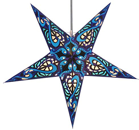 GURU SHOP Faltbarer Advents Leucht Papierstern, Weihnachtsstern 60 cm - Galadriel Blau