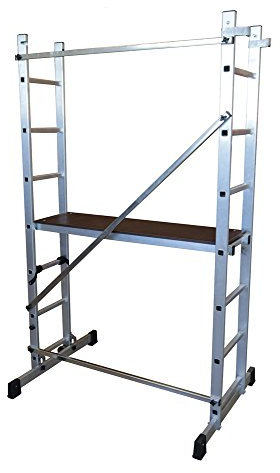 ALTIPESA Escalera - andamio Profesional de Aluminio 2x7 peldaños Multiusos