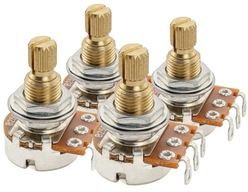 Musiclily Pro Metrisch B250K Mini Poti Messing Split Shaft 9,5mm 4er Set | Linear Potentiometer, für E-Gitarre Bass
