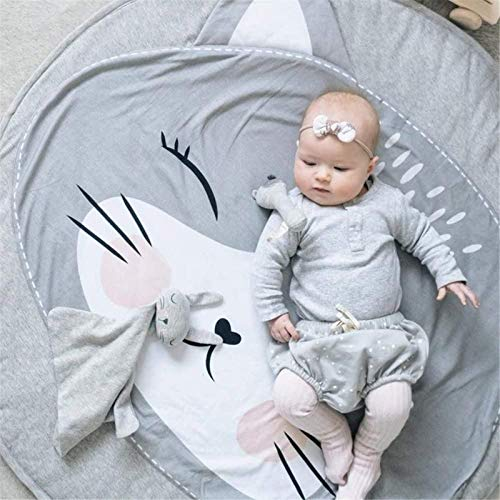 KIKOM Baby Crawling coperte,Rotondo animale Tappeto per Bambini,Tappeto per la cameretta dei Bambini Antiscivolo Tappetino per Gattonare per Bambini 90cm (Gatto)