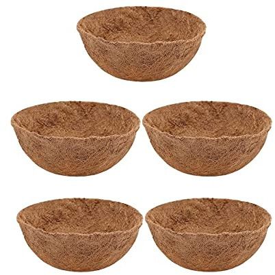 Yeehliny 5 STK Blumenampel Hängekorb Pflanzen, Pflanzerkorb Mit Kokosnuss Hängekorb, Ersatzeinlage Hanging Basket, Kokoseinlage, Hängekörbchen für Garten Hängekörbe Blumentöpfe (14Zoll/35cm)