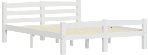 vidaXL Massivholzbett Doppelbett Bettgestell Bett Holzbett Bettrahmen Lattenrost Schlafzimmerbett Schlafzimmermöbel Weiß Kiefer 120x200cm