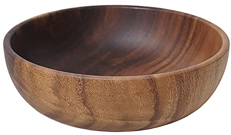 UPTALY Ensaladera de madera de gran tamaño (24 cm x 7,5 cm), cuenco de madera de acacia hecho a mano, cuenco de madera maciza, cuencos de madera grandes para servir para ensaladas, frutas y cereales