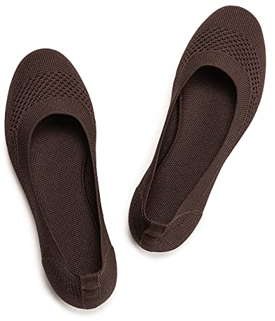 Frank Mully Damen Ballerinas Slip On Knit Kleid Schuhe Pumps Schuhe Runde Zehe, Braun, 42 EU