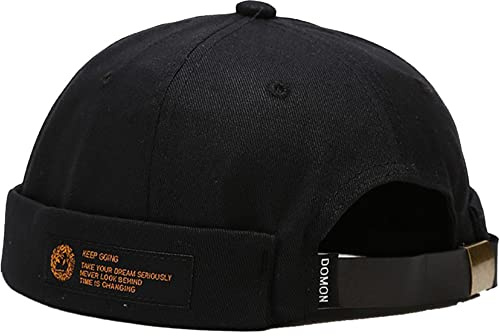 Coton Docker Cap Bonnet de Docker sans Visière Brimless Hat Docker Bonnet Homme bob Femme Bonnet Casquette Homme Docker Chapeau Marin Homme Casquette Docker Hat Casquette (Le Noir)