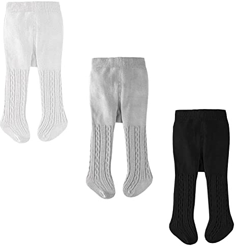 LXGKREL Collant per bambini e bambine, in cotone, morbidi, caldi ed elastici, 3 pezzi, multicolore, Multicolore/Set 1, 62/68 cm