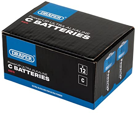 Draper 03978 PowerUP Ultra Alkaline C Batteries (Pack of 12)