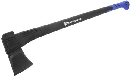 MichaelPro Splitting Axe with Weather-Resistant and Shock Absorbing Fiberglass Handle, Capable of One-Strike Splits (36-Inch Splitting Axe)
