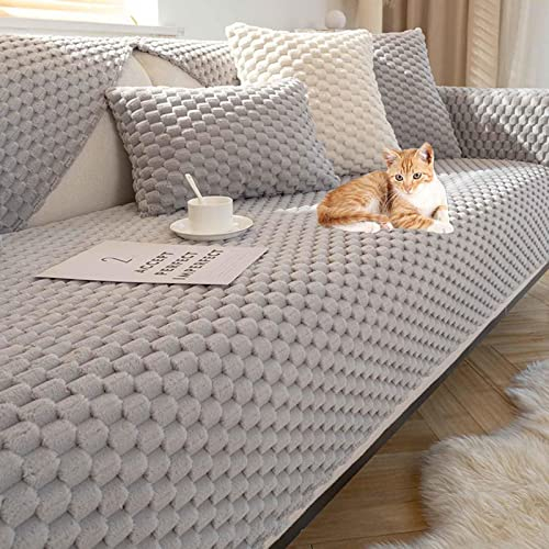 YWQJL Samt Sofabezug Antirutsch 3/2/1/4 Sitzer L Form Sofaüberwurf sofaschutz Katze Sofaschoner,Couch Bezug Ecksofa Schmutzabweisend Sofaschutz Hund Kratzschutz Katze,F-70x70cm