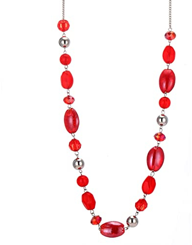 FULU AUTUMN Lange Perlenkette Damen Boho Lange Stein Kette Statement Schmuck Beste Freundin Geschenke