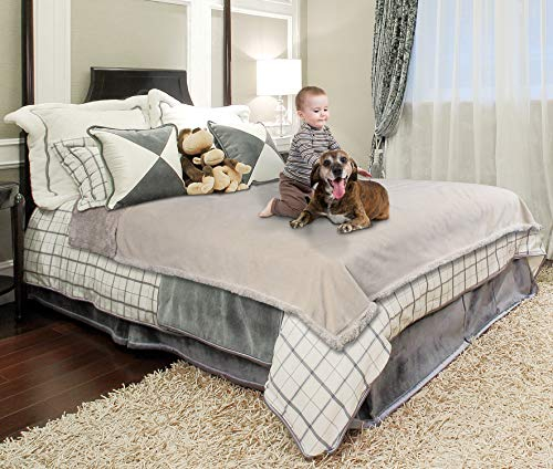 Catalonia Classy Coperta Impermeabile, Copriletto Copriletto Copridivano Abbraccio Coperta Impermeabile Pile Sherpa Coperta per Letto Divano Divano 203 x 229 cm Cammello/Grigio talpa